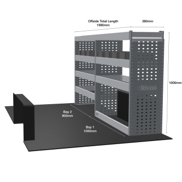 MR4 Express Range For Vauxhall Movano L4H3- Two Bays - Top Tray configuration with matting
