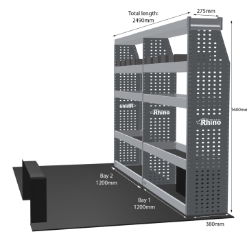 MR4 Express Range For Vauxhall Movano L2H2- Two Bays - Top Tray configuration with matting
