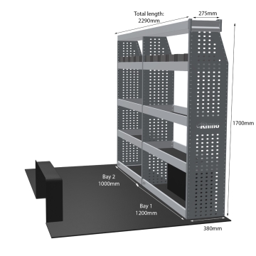 MR4 Express Range For Mercedes Sprinter L1H2- Two Bays - Top Tray configuration with matting